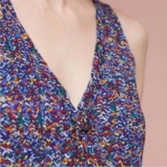 Anthropology Maeve-M-multicolored, V-neck, sleeveless, button down, top/blouse. - Picture 2 of 13